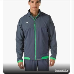 Men's Speedo green and gray Tech Warm up jacket Size XL